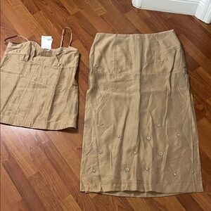 Tan Embroidered Women's Skirt
